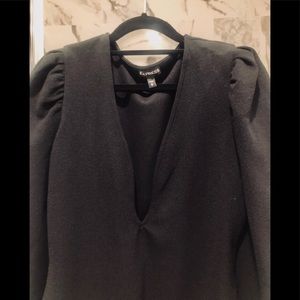 Express Tops - NWOT Express puff sleeve deep V bodysuit (sz M) Express Tops - NWOT Express puff sleeve deep V bodysuit (sz M)